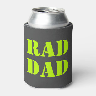 Rad Dad neon green charcoal grey modern typography Can Cooler