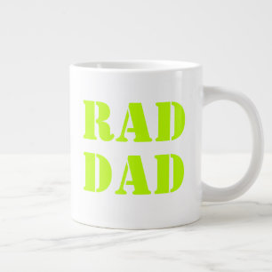 Rad Dad neon green modern typography cool Large Coffee Mug