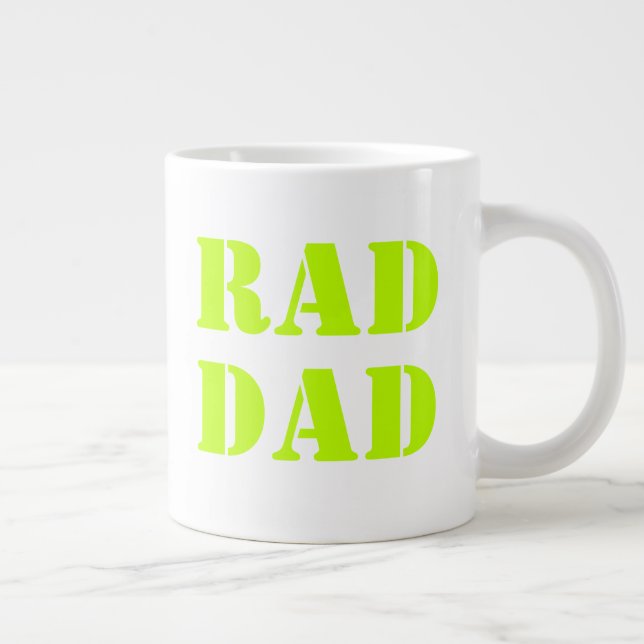 Rad Dad neon green modern typography cool Large Coffee Mug (Right)