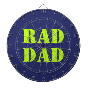 Rad Dad neon green navy blue modern typography Dartboard