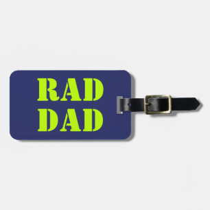 Rad Dad neon green navy blue modern typography Luggage Tag