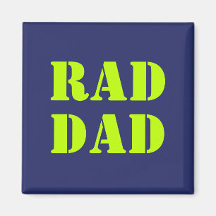 Rad Dad neon green navy blue modern typography Magnet