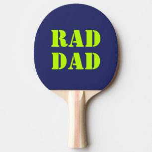 Rad Dad neon green navy blue modern typography Ping Pong Paddle