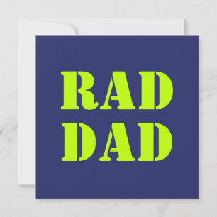 Rad Dad neon green navy modern typography card