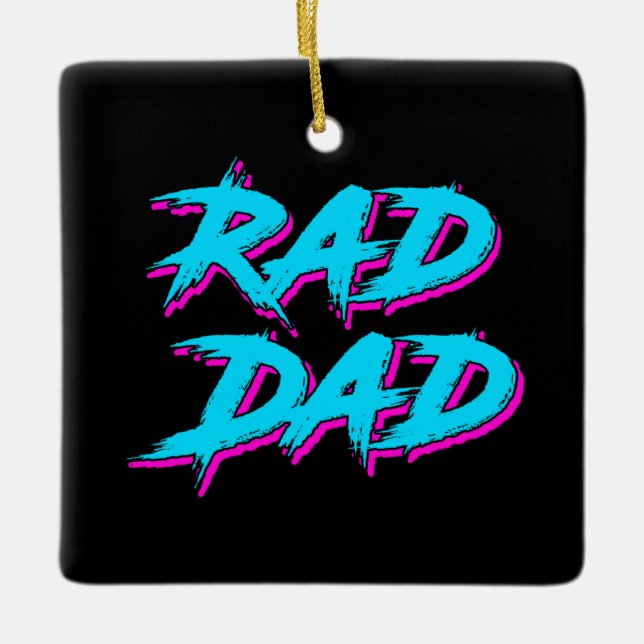 Rad Dad Retro 80's Ceramic Ornament (Front)
