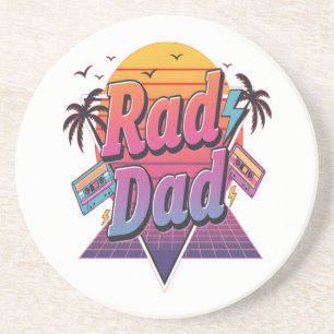 Rad Dad – Retro 80s Neon Style for Cool Fathers Coaster