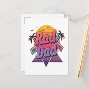 Rad Dad – Retro 80s Neon Style for Cool Fathers Holiday Postcard