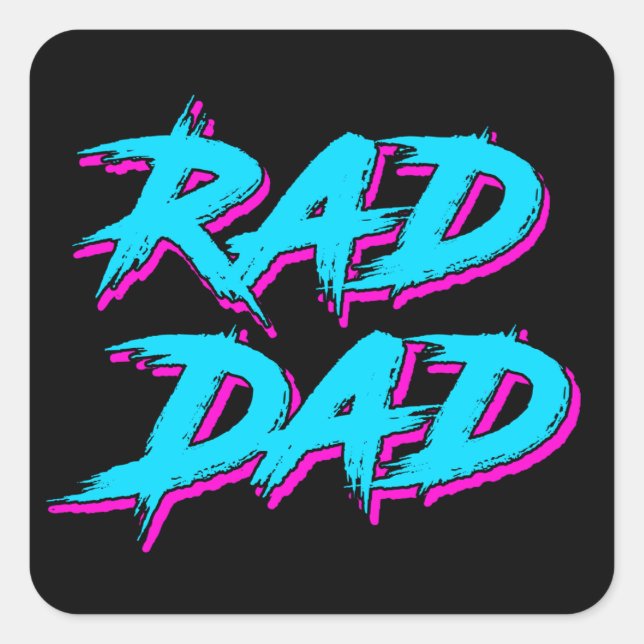 Rad Dad Retro 80's Square Sticker (Front)