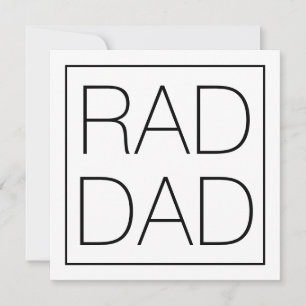 Rad Dad white black square minimalist modern Card