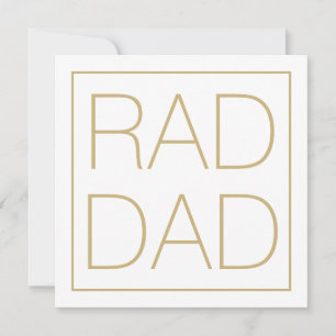 Rad Dad white gold square minimalist modern Card