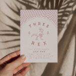 Rad Dinosaur Three Rex Pink Girls Birthday Invitation<br><div class="desc">Get ready to roar with our girls' pretty pink "Three-Rex" Dinosaur Birthday Invitation! Perfect for your little one's third birthday celebration, this modern and rad design features a fierce T-Rex and bold checkers, creating an adventurous and fun theme. Our high-quality invitations are printed on premium cardstock, ensuring durability and a...</div>