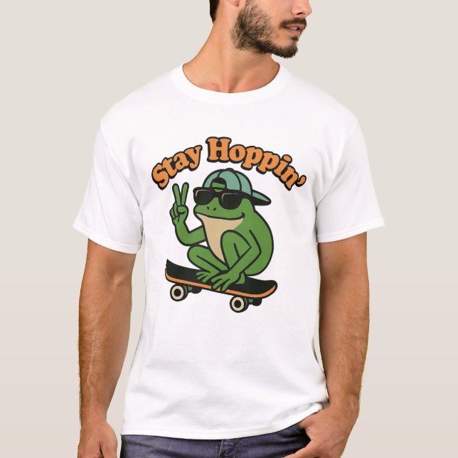 Rad Frog on a Skateboard T-Shirt Chill Vibes Only (Front)