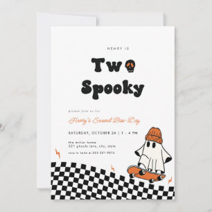 Rad Ghost Two Spooky Dude Second Birthday Invite
