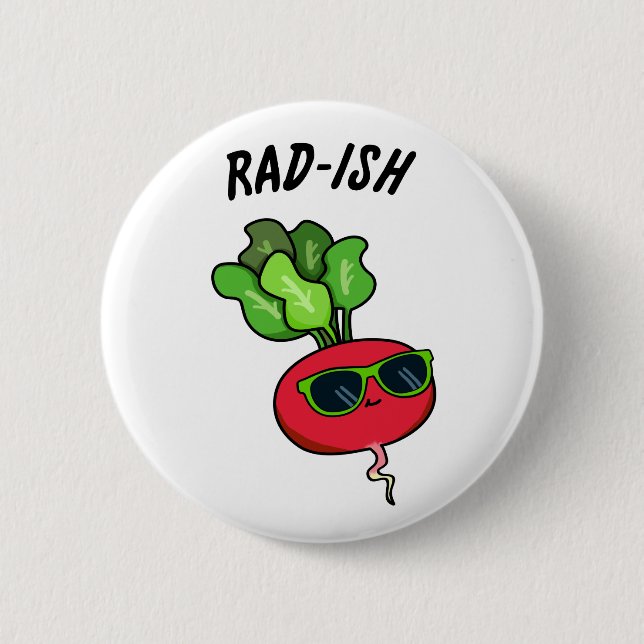 Rad-ish Cute Veggie Radish Pun 2 Inch Round Button (Front)
