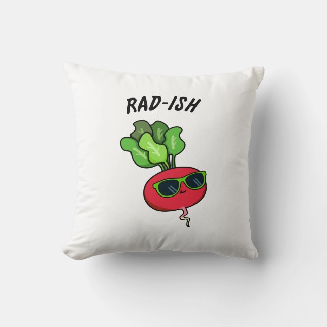 Rad-ish Funny Vegetable Radish Pun  Throw Pillow (Front)