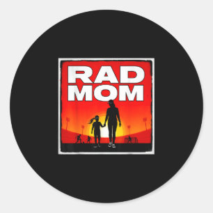 Rad mom mother and daughter soccer mom sunset girl classic round sticker