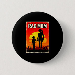 Rad mom mother and son soccer mom sunset  2 inch round button