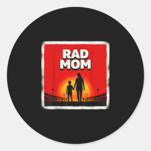Rad mom mother and son soccer mom sunset classic round sticker