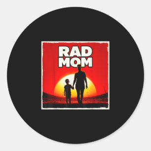 Rad mom mother and son soccer mom sunset classic round sticker