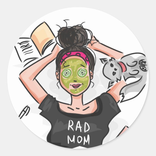 Rad Mom's Relaxing Day Off Classic Round Sticker (Front)