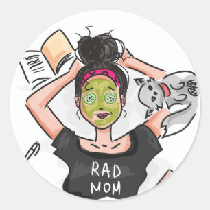Rad Mom's Relaxing Day Off Classic Round Sticker