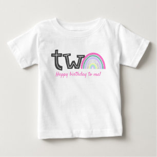 Rad Rainbow Girl's 2nd Birthday Party Cute TWO Baby T-Shirt