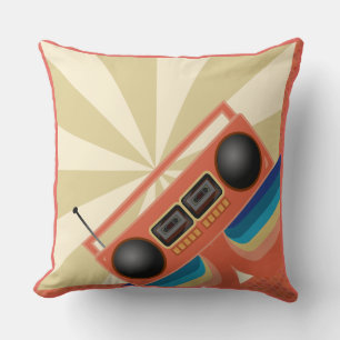 Rad Retro Boombox Radio Throw Pillow
