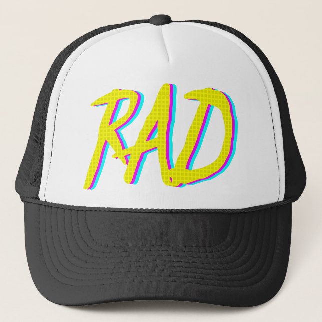 RAD Retro Neon Graphic Trucker Hat (Front)