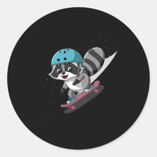 Rad Rocket Raccoon Skateboarding Star  Classic Round Sticker