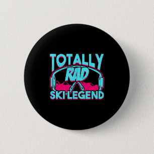 Rad ski legend retro vintage 80s 90s skiing outfit 2 inch round button