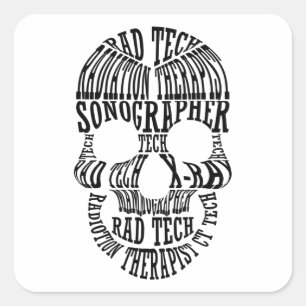 Rad Tech Skull Technologist Xray Radiology Tech Square Sticker
