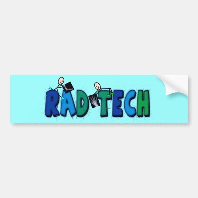 Rad Tech With Stick People and Xrays Design Bumper Sticker (Front)