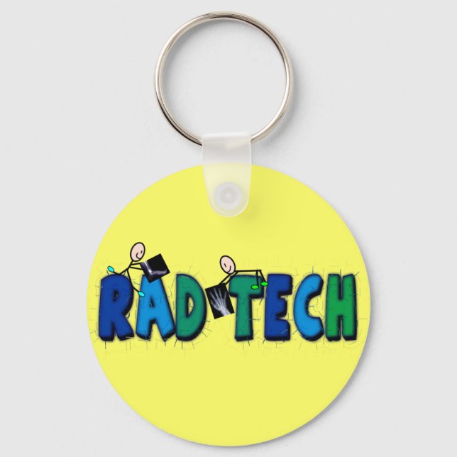 Rad Tech With Stick People and Xrays Design Keychain (Front)