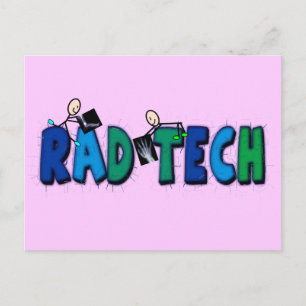Rad Tech With Stick People and Xrays Design Postcard