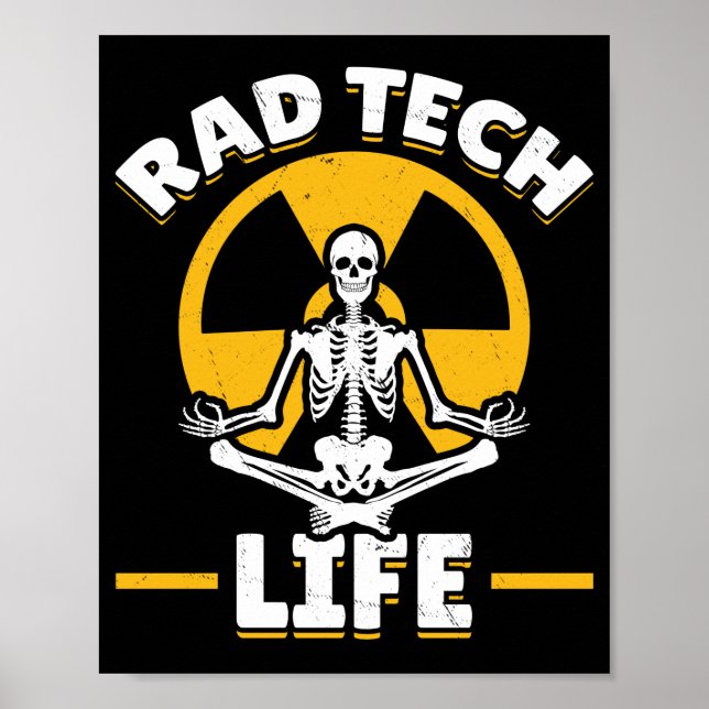 Rad Tech Yoga Skeleton Xray Radiology Poster (Front)