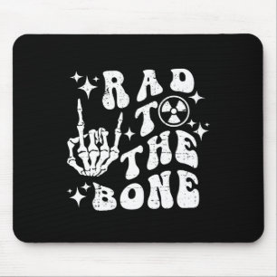 Rad To The Bone Funny Skeleton Rock Hand Halloween Mouse Pad
