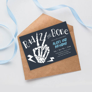 Rad TWO the Bone, Boys Halloween Second Birthday Invitation