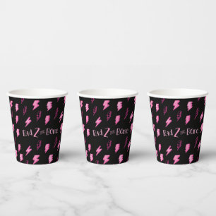 Rad TWO the Bone, Girls Pink Lightning Bolt Paper Cups
