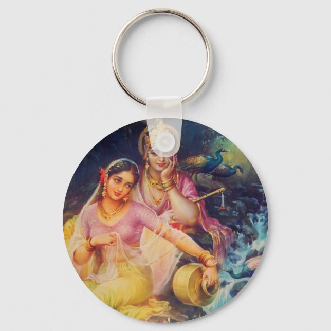 Radha and Krishna button Keychain (Front)