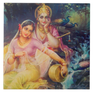 Radha and Krishna ceramic tile