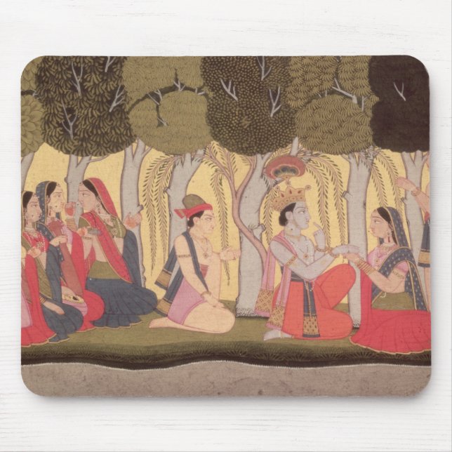 Radha and Krishna seated in a grove, Kulu Mouse Pad (Front)