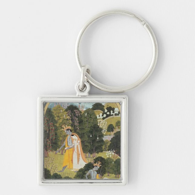 Radha and Krishna walking in a grove Keychain (Front)