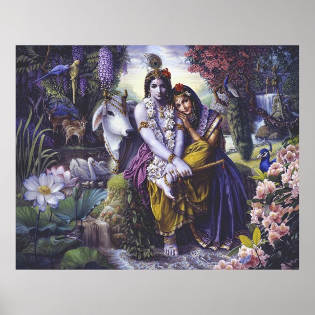 Radha Krishna All-Attractive Couple canvas Poster (Front)