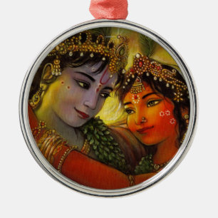 RADHA KRISHNA CLASSIC PAINTING METAL ORNAMENT