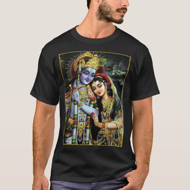 Radha-Krishna: Divine Midnight Love ॐ T-Shirt (Front)