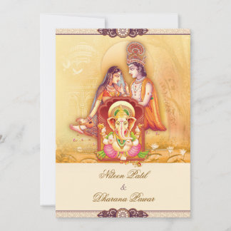 Radha Krishna Hindu Wedding Invitation