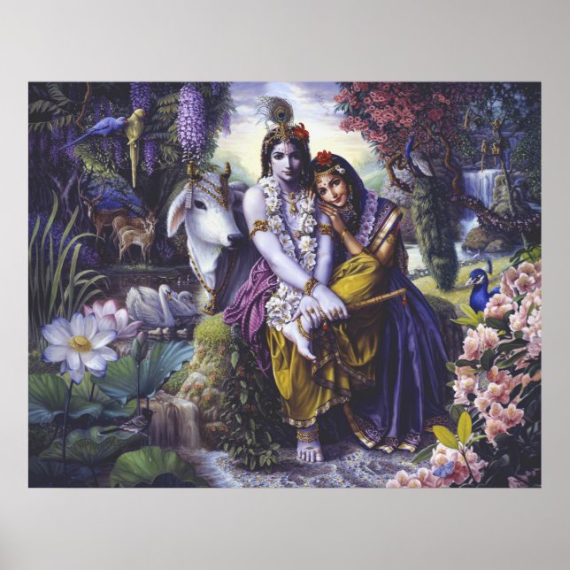 Radha Krishna Impression d'affiche en couple attra (Devant)