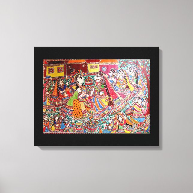 RADHA- KRISHNA INDIAN MADHUBANI STYLE ART PRINT (Front)