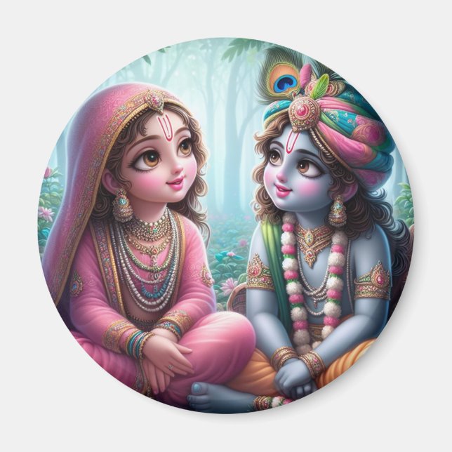 Radha Krishna Looking at Each Other Magnet (Front)