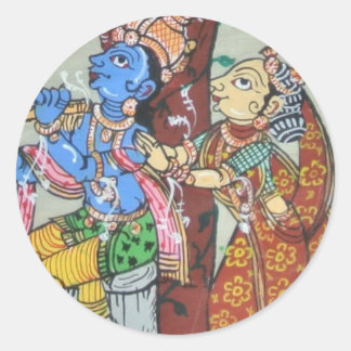Radha Krishna Love Classic Round Sticker